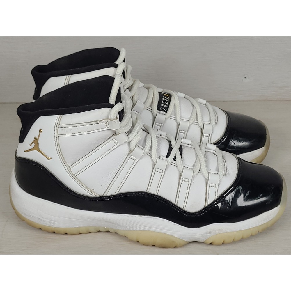 Jordan 11 Retro Sz 7Y Gratitude Kids White Black Metallic Gold 378038-170
